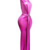 Mock Neck Tied-Waist Maxi Dress – Sleeveless Draped Silhouette