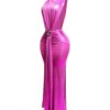 Mock Neck Tied-Waist Maxi Dress – Sleeveless Draped Silhouette