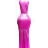 Mock Neck Tied-Waist Maxi Dress – Sleeveless Draped Silhouette