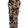 High-Waisted Printed Mesh Pants with Side Ruffle