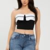 Fold-Over Contrast Tube Top – Structured Crop