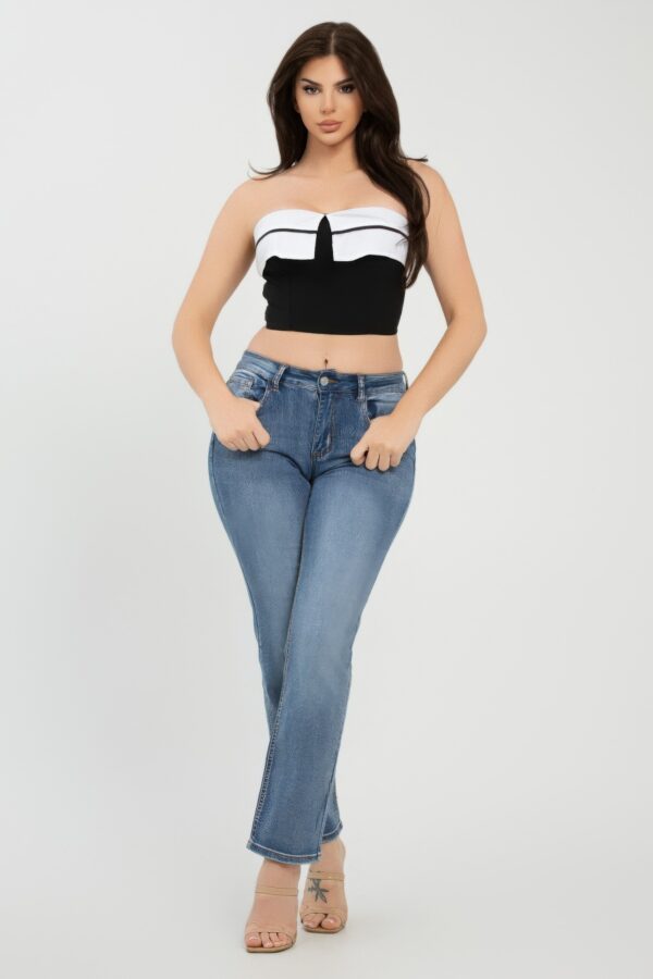 Fold-Over Contrast Tube Top – Structured Crop