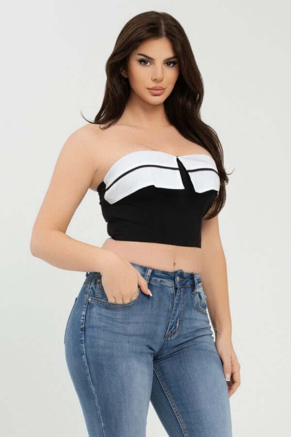 Fold-Over Contrast Tube Top – Structured Crop
