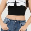 Fold-Over Contrast Tube Top – Structured Crop