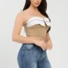 Front Fold-Over Contrast Tube Top – Cropped Strapless
