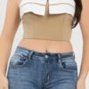 Front Fold-Over Contrast Tube Top – Cropped Strapless