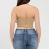 Front Fold-Over Contrast Tube Top – Cropped Strapless