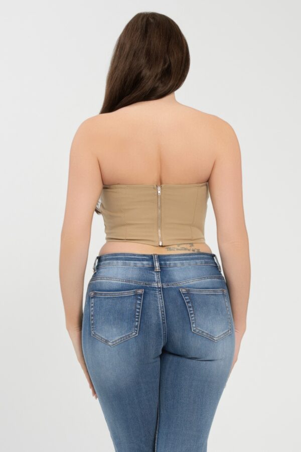 Front Fold-Over Contrast Tube Top – Cropped Strapless