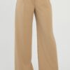 Tailored Fold-Over Waist Front-Button Pants