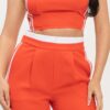 Stripe-Taping Top & Pants Set with Contrast Elastic Band