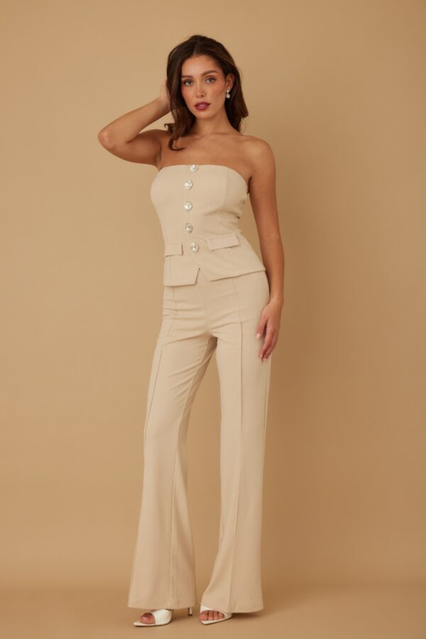Tailored Two-Piece Set with Oval Crystal Accents