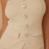 Tailored Two-Piece Set with Oval Crystal Accents