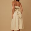 Strapless Linen-Texture Dress with Floral Lining
