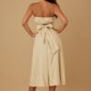 Strapless Linen-Texture Dress with Floral Lining