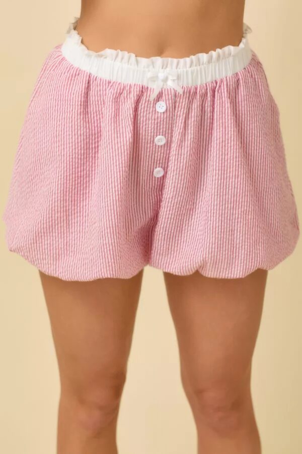 Seersucker Stripe Boxer Shorts with Bubble Hem