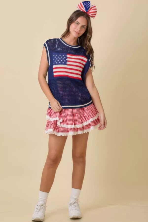 Gingham Ruffle Skort with Eyelet Trim Detail