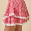 Gingham Ruffle Skort with Eyelet Trim Detail