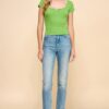Scoop Neck Rib Tee with Mini Notch – Seamless Silhouette