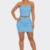 Space Girl Skirt Set – Silver Eyelet Tube Top