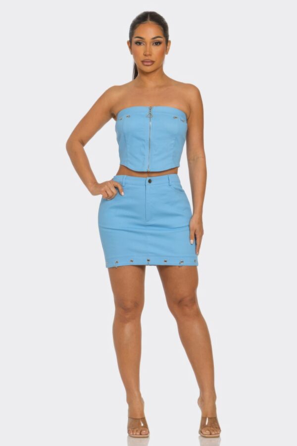 Space Girl Skirt Set – Silver Eyelet Tube Top