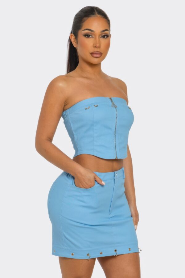 Space Girl Skirt Set – Silver Eyelet Tube Top