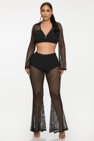 Crochet Shimmer Cover-Up Set – Two-Piece Beachwear