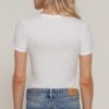 Ribbed Short-Sleeve Snap-Button Cotton Bodysuit