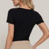 Short-Sleeve Ribbed Bodysuit with Snap Front