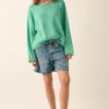 Rib-Knit Oversized Boatneck Sweater with Rolled Edges