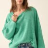 Rib-Knit Oversized Boatneck Sweater with Rolled Edges