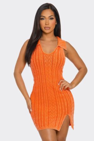 Emma Mineral Wash Bodycon Dress with Collar