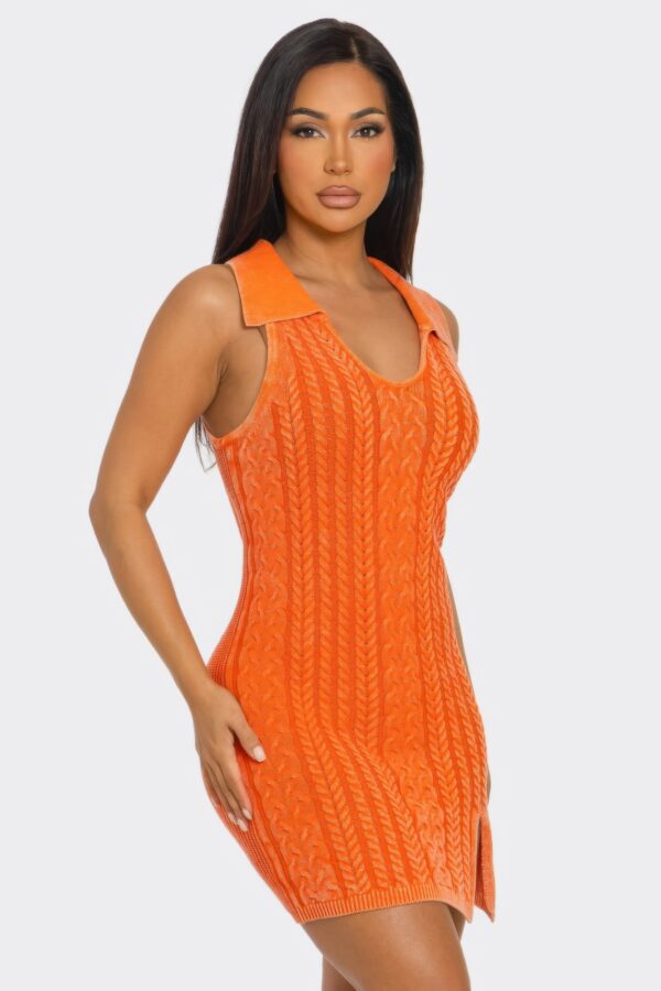 Emma Mineral Wash Bodycon Dress with Collar