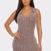 Mineral Wash Bodycon Dress with Collared Neckline