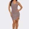 Mineral Wash Bodycon Dress with Collared Neckline