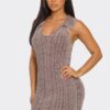 Mineral Wash Bodycon Dress with Collared Neckline
