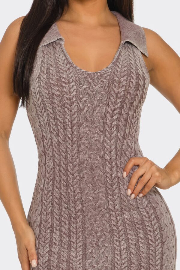Mineral Wash Bodycon Dress with Collared Neckline