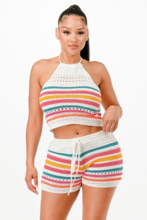 Halter Crochet Short Set – Lightweight Knit
