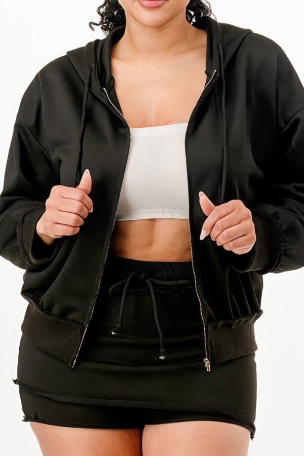 Hooded Zip Jacket and Skort Set – Stretch Sporty Two-Piece