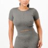 Ribbed Seamless Crop Tee & High-Waist Bike Shorts Set
