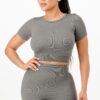 Ribbed Seamless Crop Tee & High-Waist Bike Shorts Set