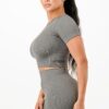 Ribbed Seamless Crop Tee & High-Waist Bike Shorts Set