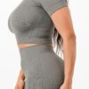 Ribbed Seamless Crop Tee & High-Waist Bike Shorts Set