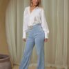 Dressy Pants with Stone-Chain Waist – Rayon Blend