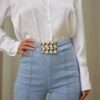 Dressy Pants with Stone-Chain Waist – Rayon Blend