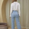 Dressy Pants with Stone-Chain Waist – Rayon Blend