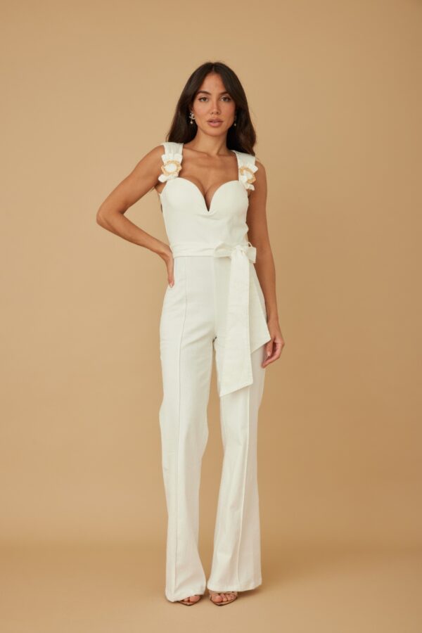Intertwined Ring Strap Jumpsuit – Deep Curved Neckline