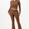Butter-Soft Cropped Hoodie & Flare Pants Set – Thumbhole Cuffs