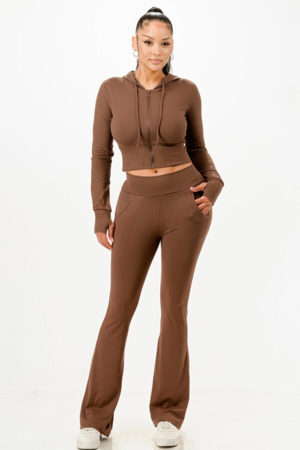 Butter-Soft Cropped Hoodie & Flare Pants Set – Thumbhole Cuffs