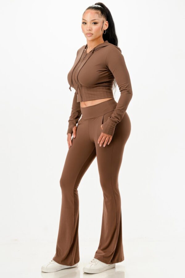 Butter-Soft Cropped Hoodie & Flare Pants Set – Thumbhole Cuffs