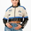 Colorblock Crop Jacket with Stand Collar Detail